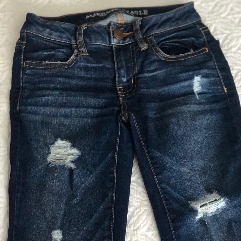American Eagle Ripped Dark Wash Jeggings